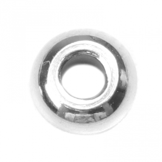 Picture of 304 Stainless Steel Spacer Beads Round Silver Tone About 3mm Dia., Hole: Approx 1mm, 100 PCs