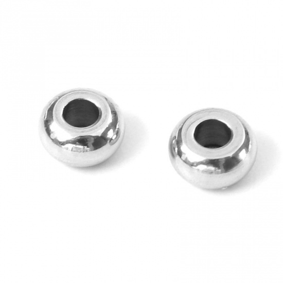 Picture of 304 Stainless Steel Spacer Beads Round Silver Tone About 3mm Dia., Hole: Approx 1mm, 100 PCs