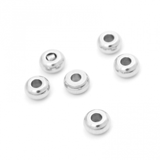 Picture of 304 Stainless Steel Spacer Beads Round Silver Tone About 3mm Dia., Hole: Approx 1mm, 100 PCs