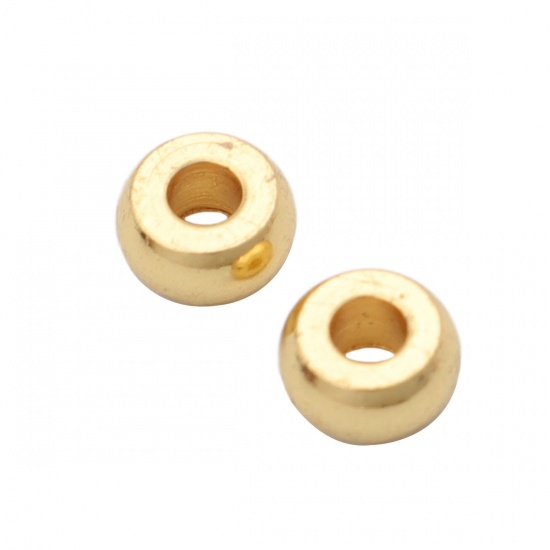 Picture of 304 Stainless Steel Spacer Beads Round Gold Plated About 4mm Dia., Hole: Approx 1.8mm, 100 PCs