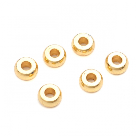 Picture of 304 Stainless Steel Spacer Beads Round Gold Plated About 4mm Dia., Hole: Approx 1.8mm, 100 PCs