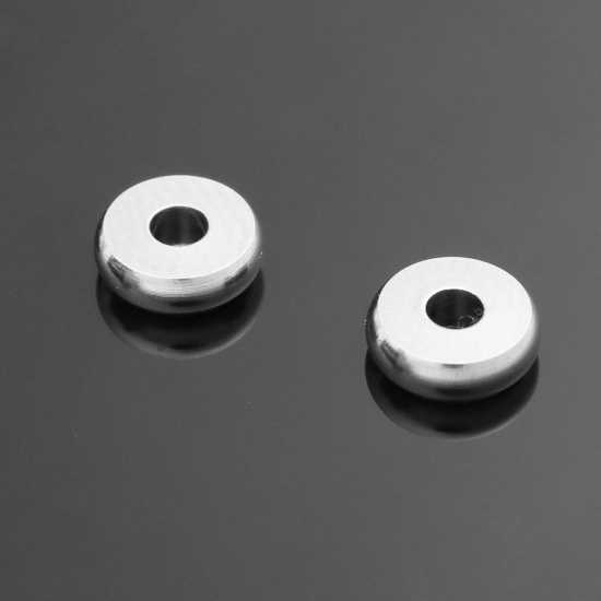 Picture of 304 Stainless Steel Spacer Beads Round Silver Tone About 6mm Dia., Hole: Approx 1.8mm, 100 PCs