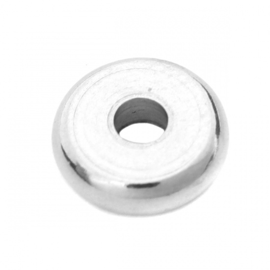 Picture of 304 Stainless Steel Spacer Beads Round Silver Tone About 7mm Dia., Hole: Approx 2mm, 100 PCs