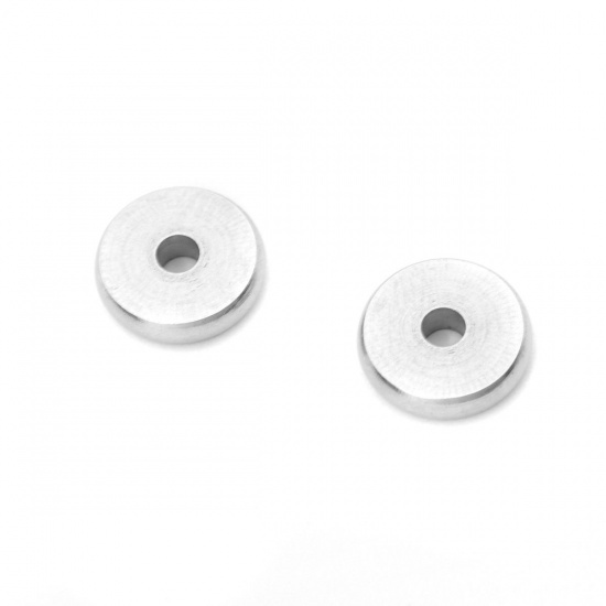 Picture of 304 Stainless Steel Spacer Beads Round Silver Tone About 8mm Dia., Hole: Approx 2mm, 100 PCs