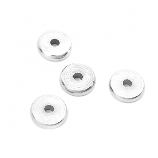 Picture of 304 Stainless Steel Spacer Beads Round Silver Tone About 8mm Dia., Hole: Approx 2mm, 100 PCs