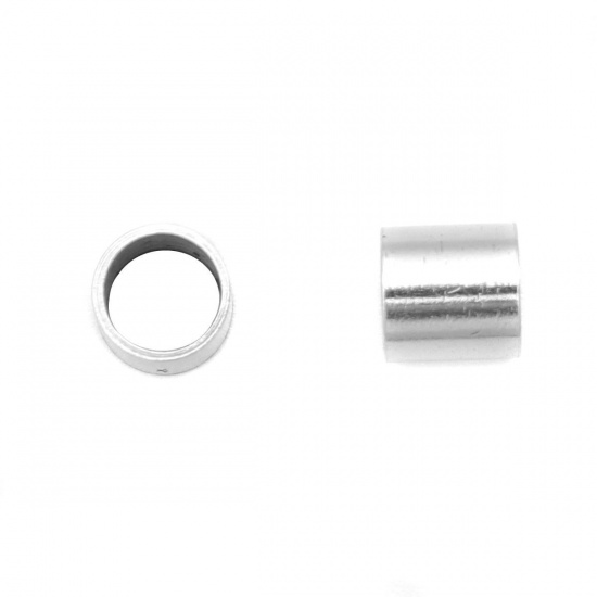 Immagine di 304 Acciaio Inossidabile Perline Cilindrico Tono Argento 5mm x 5mm, Buco: Circa 4mm, 100 Pz