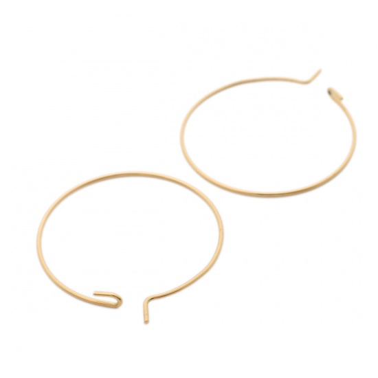 Picture of 304 Stainless Steel Hoop Earrings Round Gold Plated 29mm x 25mm, Post/ Wire Size: (21 gauge), 100 PCs