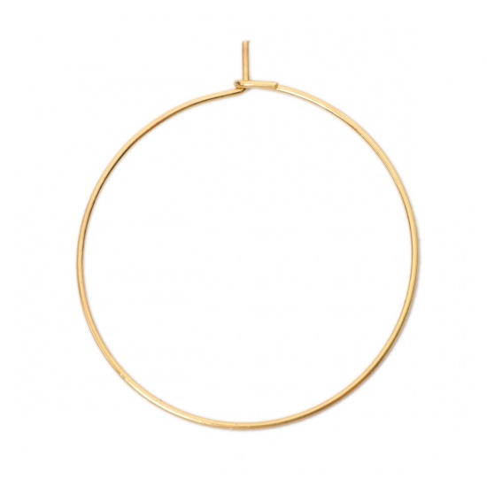 Picture of 304 Stainless Steel Hoop Earrings Round Gold Plated 3.4cm x 3cm, Post/ Wire Size: (21 gauge), 100 PCs
