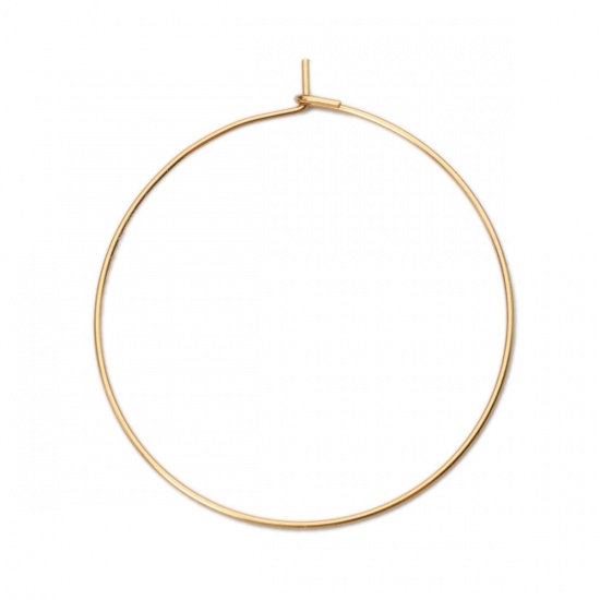 Picture of 304 Stainless Steel Hoop Earrings Round Gold Plated 3.9cm x 3.5cm, Post/ Wire Size: (21 gauge), 100 PCs