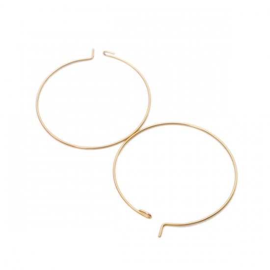 Picture of 304 Stainless Steel Hoop Earrings Round Gold Plated 3.9cm x 3.5cm, Post/ Wire Size: (21 gauge), 100 PCs