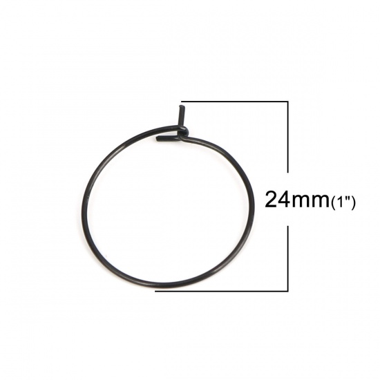 Bild von 316 Edelstahl Ohrreifen Ring Schwarz 24mm x 20mm, Drahtstärke: (21 gauge), 100 Stück