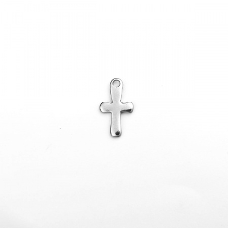304 Edelstahl Religiös Charms Kreuz Silberfarbe 12mm x 7mm, 100 Stück