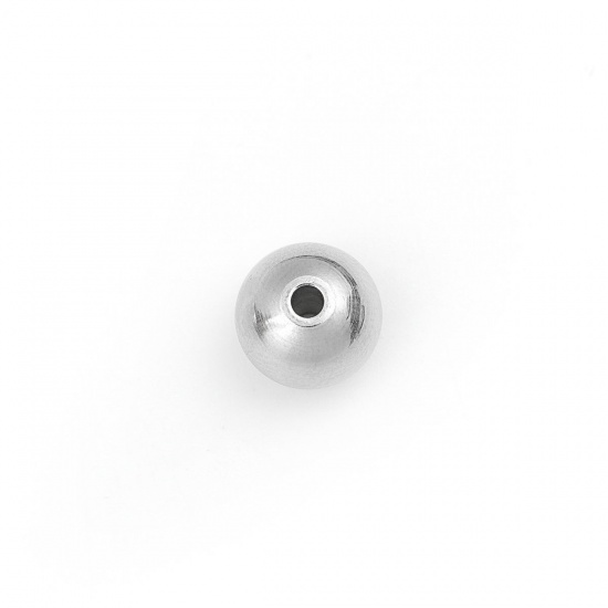 Image de Perles en 304 Acier Inoxydable Rond Argent Mat env. 10mm Dia., Trou: env. 2.2mm, 100 Pcs