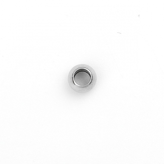 Image de Perles en 304 Acier Inoxydable Rond Argent Mat env. 4mm Dia., Trou: env. 2mm, 100 Pcs