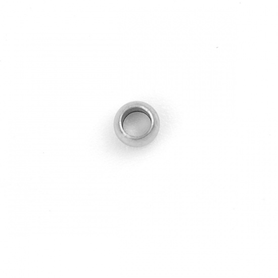 Image de Perles en 304 Acier Inoxydable Rond Argent Mat env. 3mm Dia., Trou: env. 1.8mm, 100 Pcs