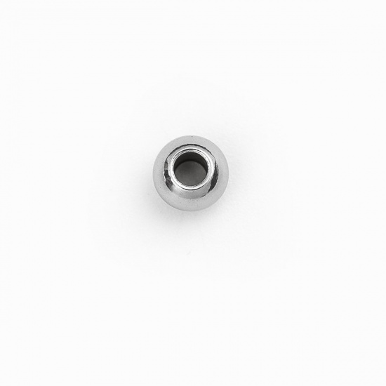 Immagine di 304 Acciaio Inossidabile Perline Tondo Tono Argento Circa 5mm Dia., Buco: Circa 2mm, 100 Pz