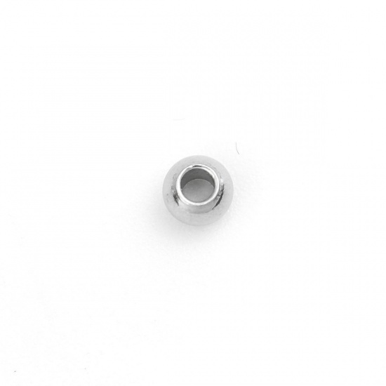 Image de Perles en 304 Acier Inoxydable Rond Argent Mat env. 3mm Dia., Trou: env. 1.5mm, 100 Pcs