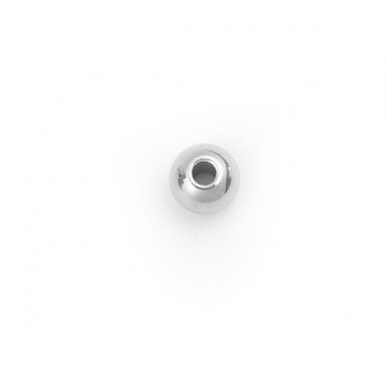 Image de Perles en 304 Acier Inoxydable Rond Argent Mat env. 4mm Dia., Trou: env. 1mm, 100 Pcs