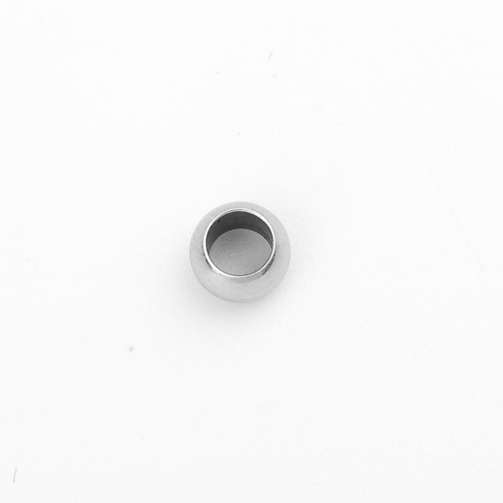 Image de Perles en 304 Acier Inoxydable Rond Argent Mat env. 5mm Dia., Trou: env. 3mm, 100 Pcs