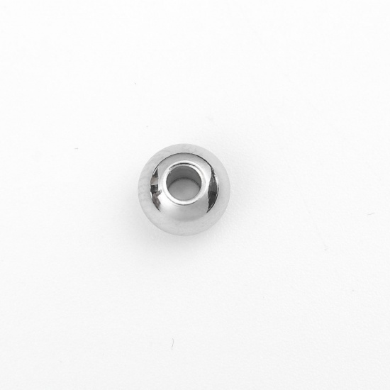 Picture of 304 Stainless Steel Beads Round Silver Tone About 6mm Dia., Hole: Approx 2mm, 100 PCs