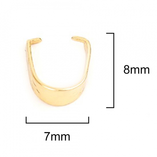 Picture of 304 Stainless Steel Pendant Pinch Bails Clasps U-shaped Gold Plated 8mm x 7mm, 100 PCs