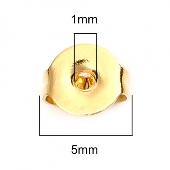 Picture of 304 Stainless Steel Ear Nuts Post Stopper Earring Findings Butterfly Animal Gold Plated 5mm x 4mm, 100 PCs