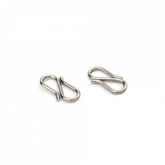 Picture of 304 Stainless Steel Clasps Silver Tone 13mm x 7mm, 100 PCs