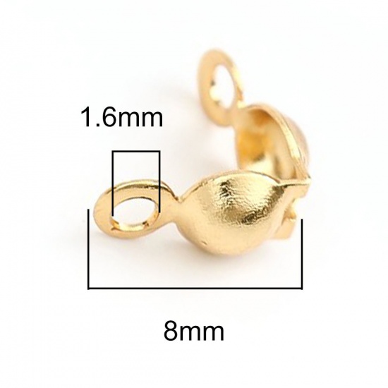 Picture of 304 Stainless Steel Bead Tips (Knot Cover) Gold Plated 8mm x 4mm, 100 PCs