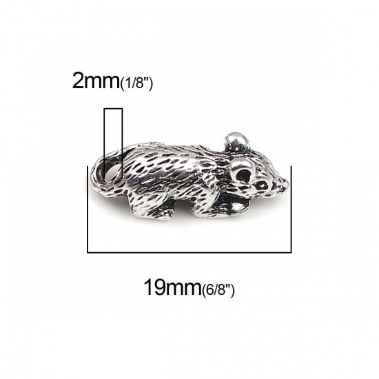 Immagine di Lega di Zinco 3D Charms Topo Argento Antico 19mm x 7mm , 1000 Pz