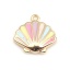 Immagine di Ottone Charms 18K Vero Oro Placcato Multicolore pettini Smalto 10mm x 10mm, 50 Pz