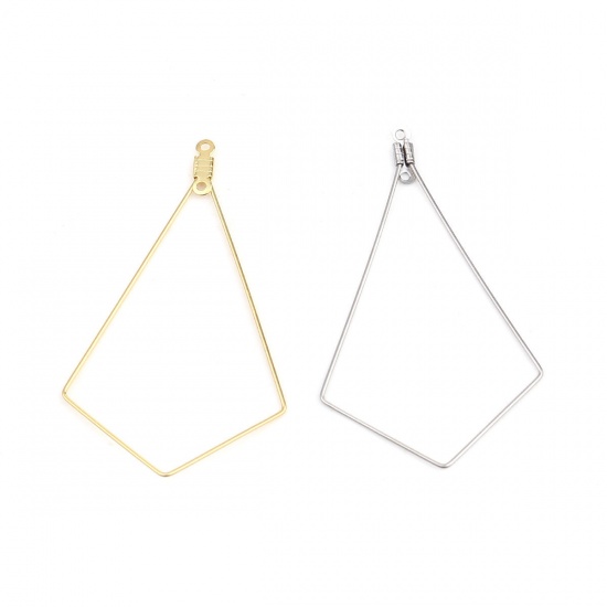 Picture of 304 Stainless Steel Earrings Geometric Gold Plated 57mm x 33mm, 50 PCs