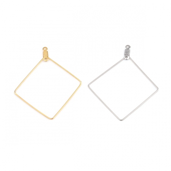 Picture of 304 Stainless Steel Earrings Rhombus Gold Plated 47mm x 41mm, 50 PCs