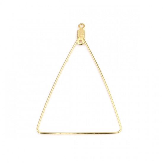 Picture of 304 Stainless Steel Earrings Triangle Gold Plated 49mm x 35mm, 50 PCs