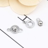 Picture of 304 Stainless Steel Ball & Socket Snap Button Clasps Fastener For Necklace Bracelet DIY Craft Round Silver Tone 15mm x 9mm, 100 PCs