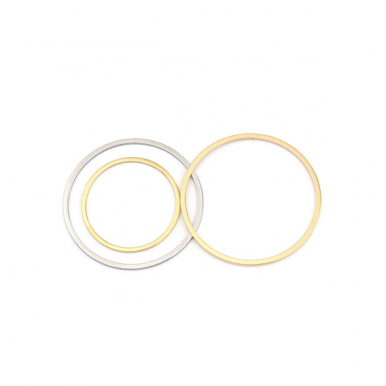 Immagine di 0.8mm 304 Stainless Steel Closed Soldered jump Rings Findings Circle Ring Gold Plated 25mm Dia., 100 PCs