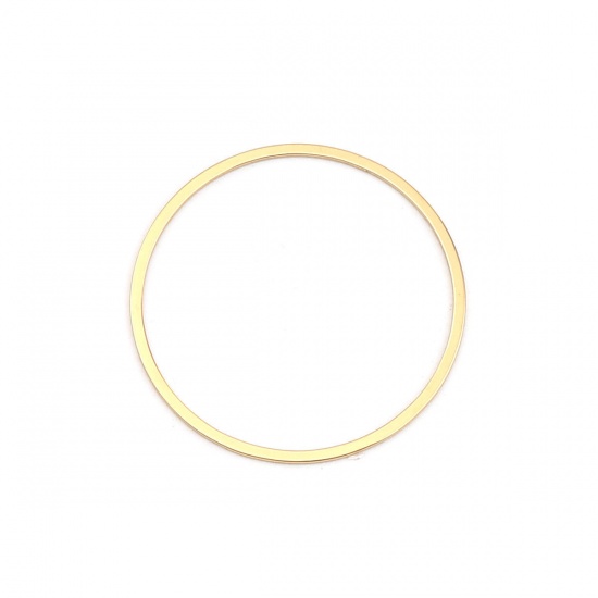 Picture of 0.8mm 304 Stainless Steel Closed Soldered jump Rings Findings Circle Ring Gold Plated 35mm Dia., 100 PCs