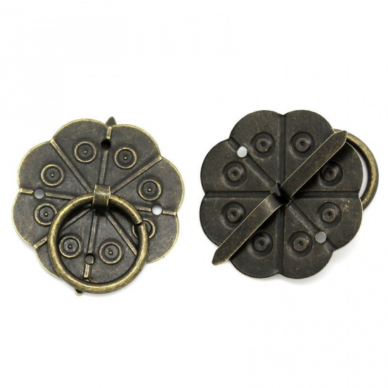 Picture of Iron Based Alloy Drawer Handles Pulls Knobs Cabinet Furniture Hardware Flower Antique Bronze 3.2cm x 2.9cm(1 2/8"x1 1/8"), 30 PCs