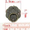Imagen de Perillas de la manija de la joyería caja de madera y jalar Aleación de Flor,Tono Bronce 3.2cm x 2.9cm, 30 Unidades
