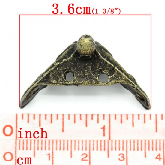 Bild von Zinklegierung Reißbrettstift Dreieck Bronzefarbe 3.6cm x 1.8cm, 10 Stück 
