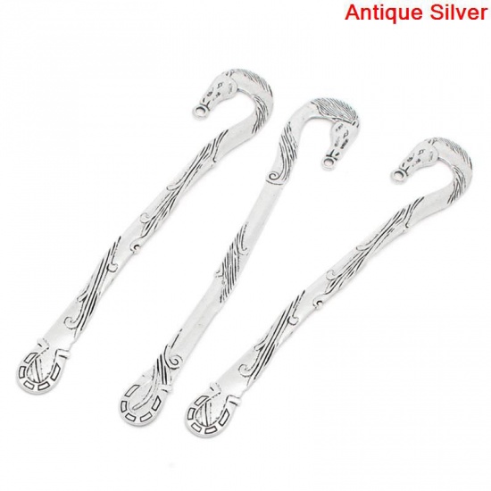 Image de Marque-pages en Alliage de Zinc Argent vieilli Cheval, 12.5cm x 5 Pièces 