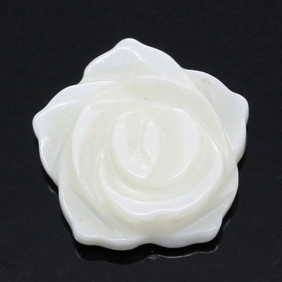 Picture of Natural Shell Embellishment Findings Rose Flower White 13mm x 13mm( 4/8"x 4/8"),5PCs