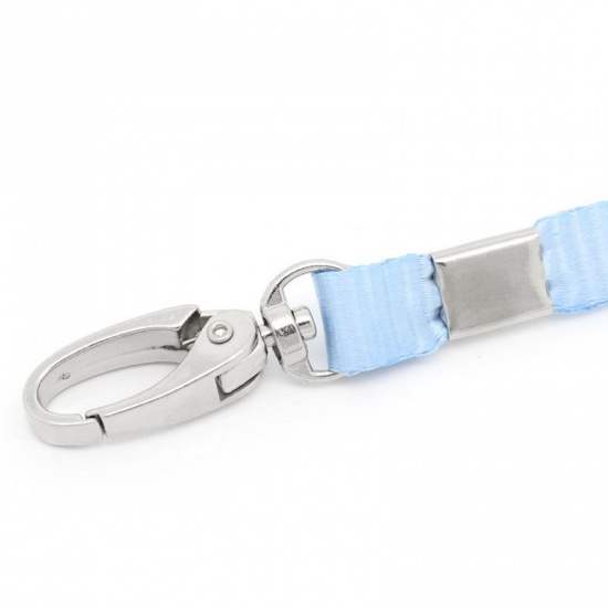Picture of Polyester ID Card Badge Holders Lake Blue Silver Tone 46cm(18 1/8") - 50cm(19 5/8") long, 3 PCs