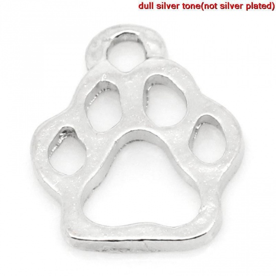 Image de Pendentifs en Alliage de Zinc Paume de Ours Argent Mat 13mm x 11mm, 200 Pcs