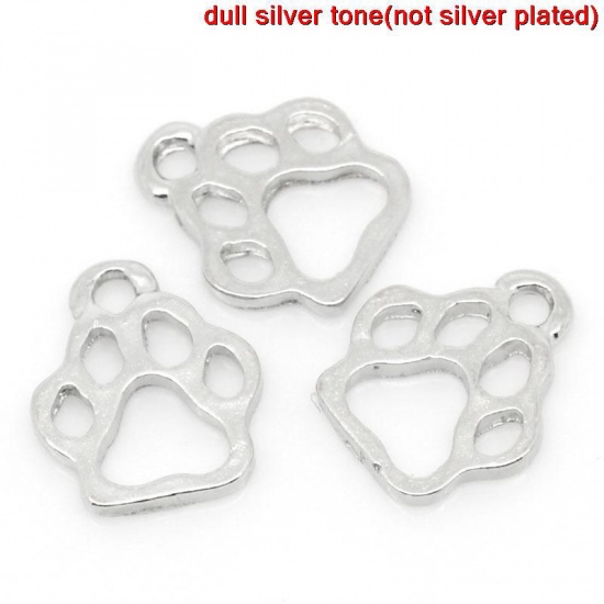 Image de Pendentifs en Alliage de Zinc Paume de Ours Argent Mat 13mm x 11mm, 200 Pcs