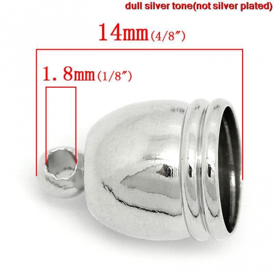 Bild von Messing Endkappen für Draht Glocke Silberfarbe 14.0mm x 10.0mm, 20 Stück                                                                                                                                                                                      