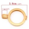 Picture of 304 Stainless Steel Locket Pendants Round Gold Plated Hollow Fit Back Plate Findings Setting 3.8cm x 2.7cm(1 4/8"x1 1/8"), 1 Piece