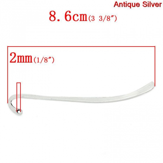 Picture of Zinc Based Alloy Bookmark Hook Antique Silver Color With Loop 8.6cm, 20 PCs
