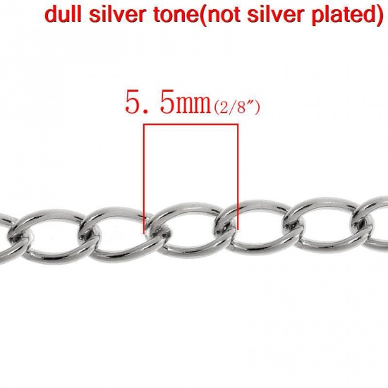 Picture of 304 Stainless Steel Open Link Curb Chain Silver Tone 5.5x3.5mm, 3 M