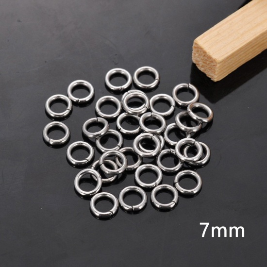 Picture of 500 PCs 7mm Dia., 1.2mm(17 gauge) 304 Stainless Steel Open Jump Rings Findings For Jewelry Making Silver Tone Round