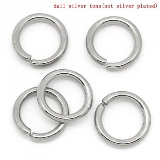 Picture of 500 PCs 7mm Dia., 1.2mm(17 gauge) 304 Stainless Steel Open Jump Rings Findings For Jewelry Making Silver Tone Round